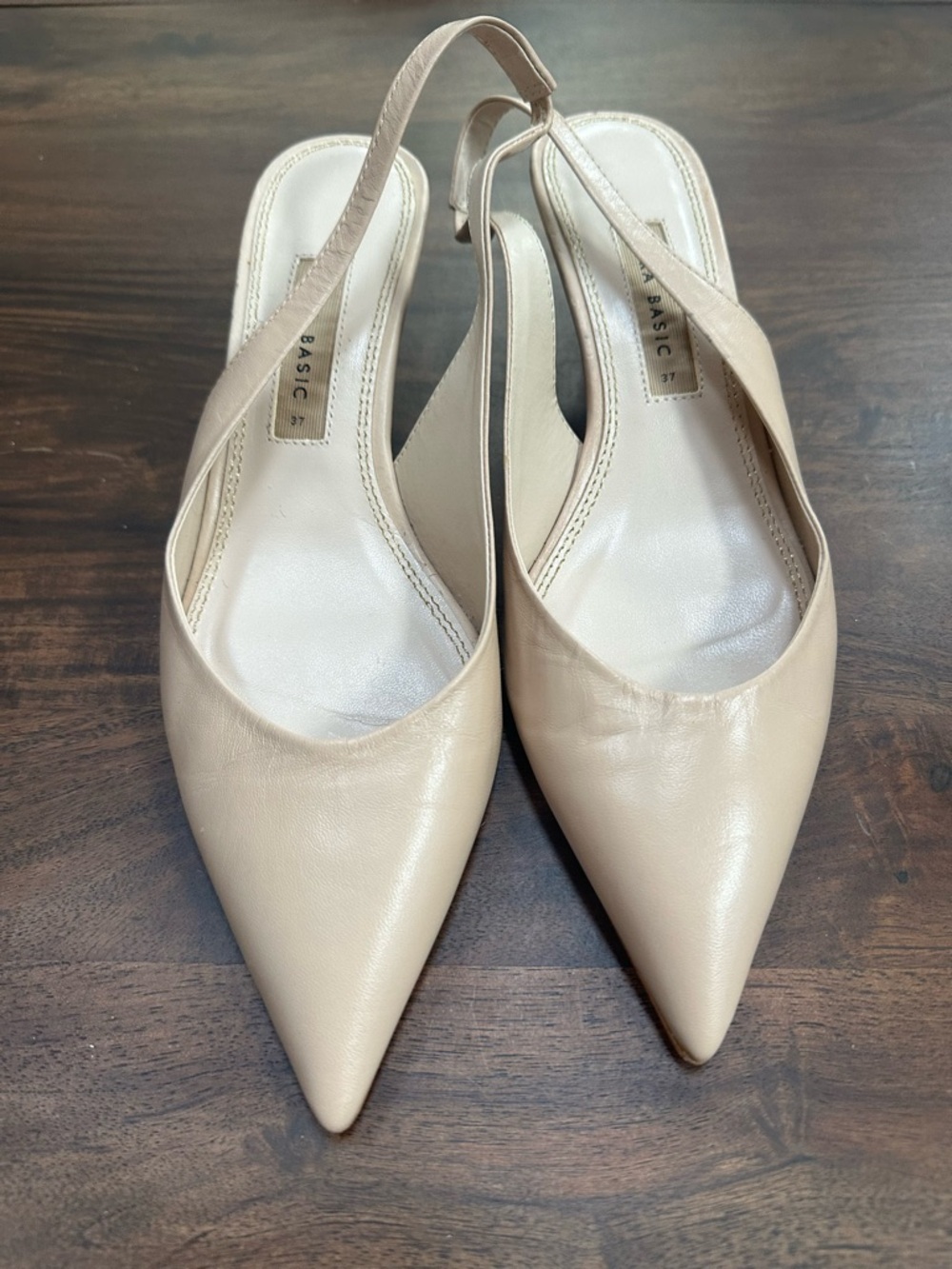 Zara Leather Slingback Pumps Tan Women's Size 7